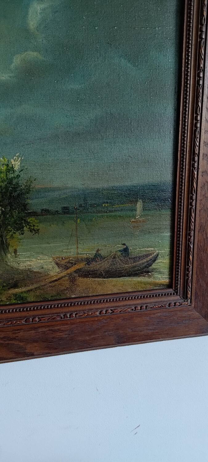 Navy blue moon port painting