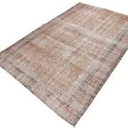 Terracotta & Rust Brown Floral Persian Rug, Turkish Vintage Antique Carpet