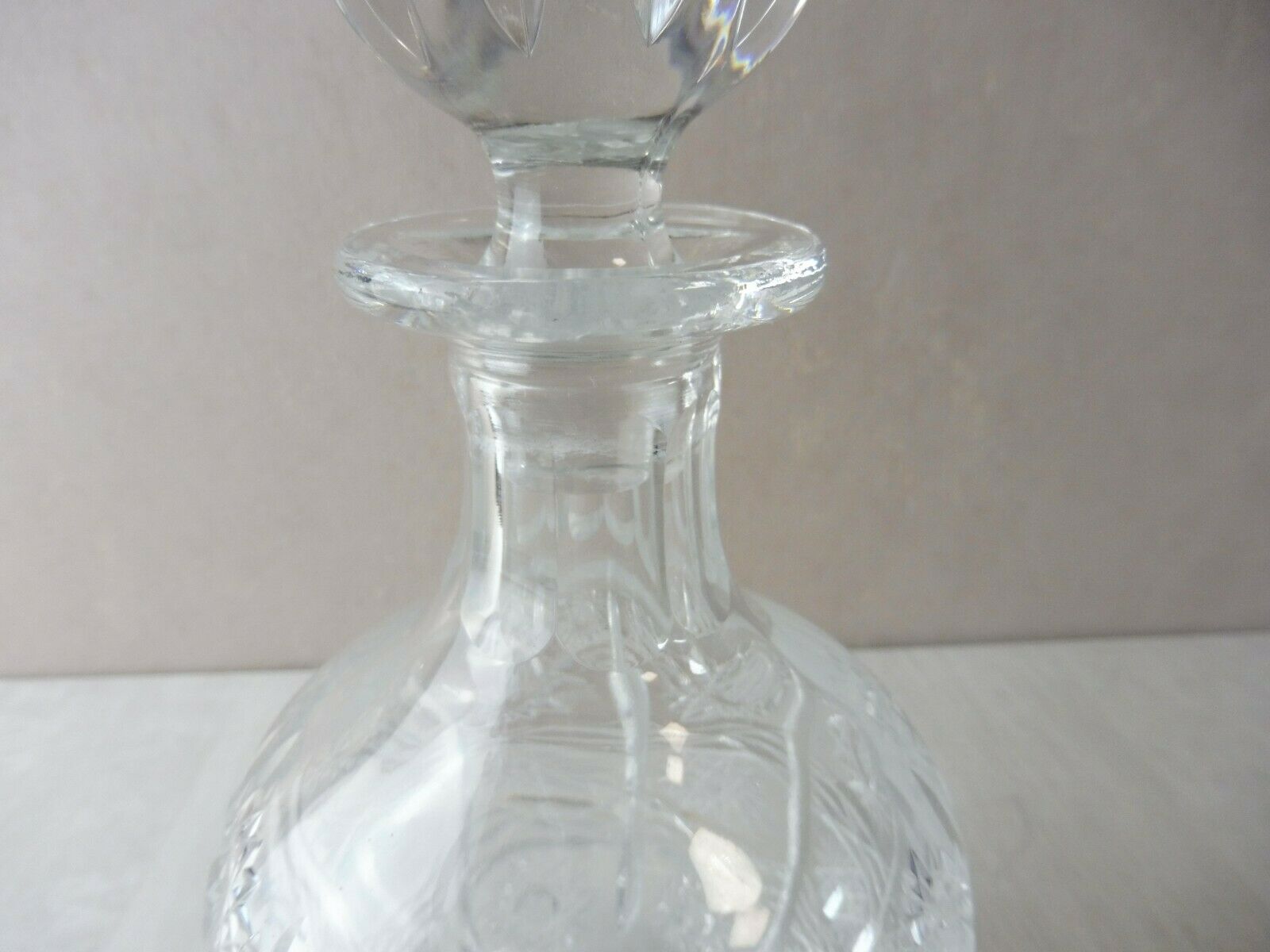 Old carved crystal decanter, star décor