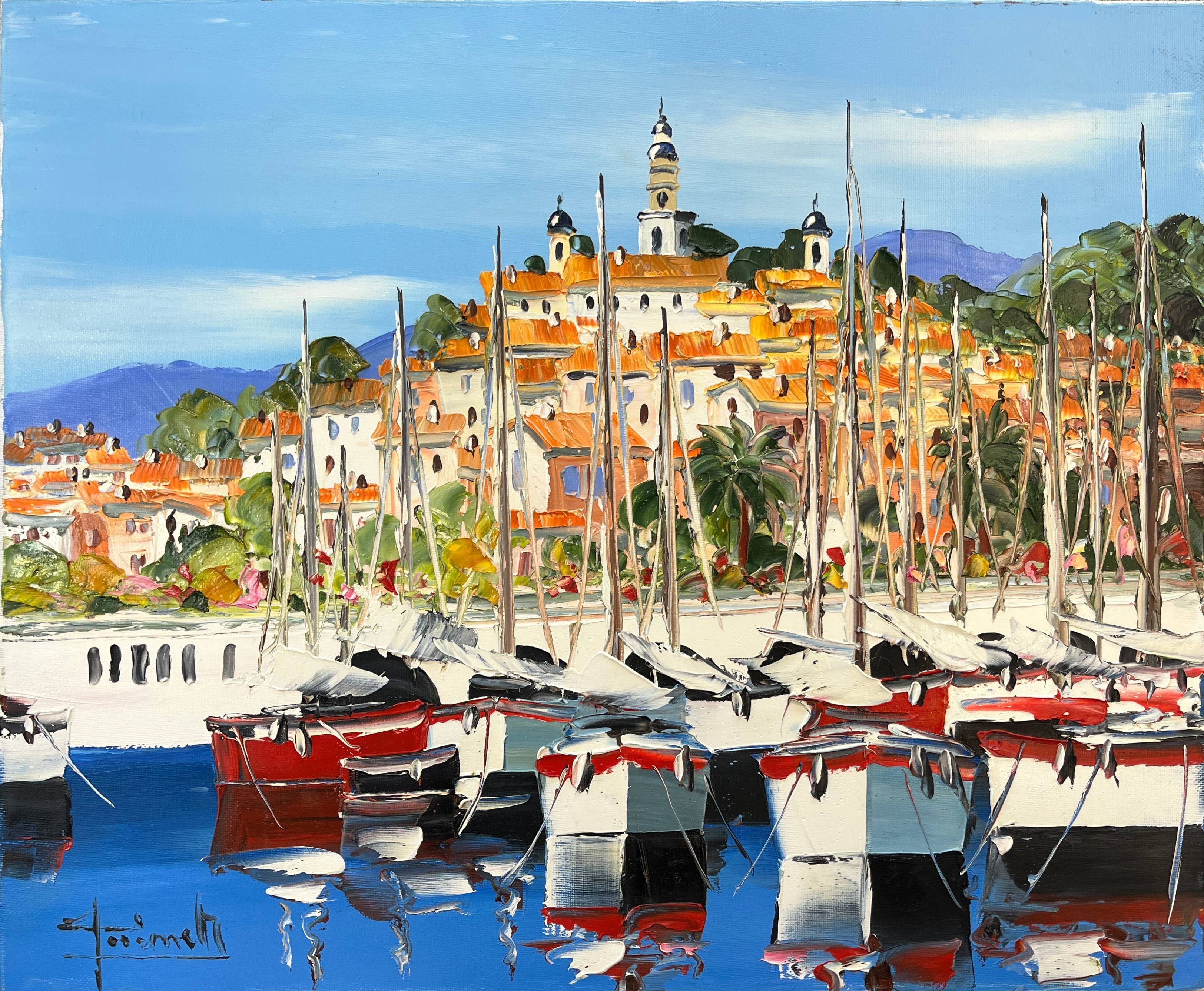 Tableau HST "View of Menton" by Christian Guinet (born in 1950)