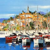 Tableau HST "View of Menton" by Christian Guinet (born in 1950)