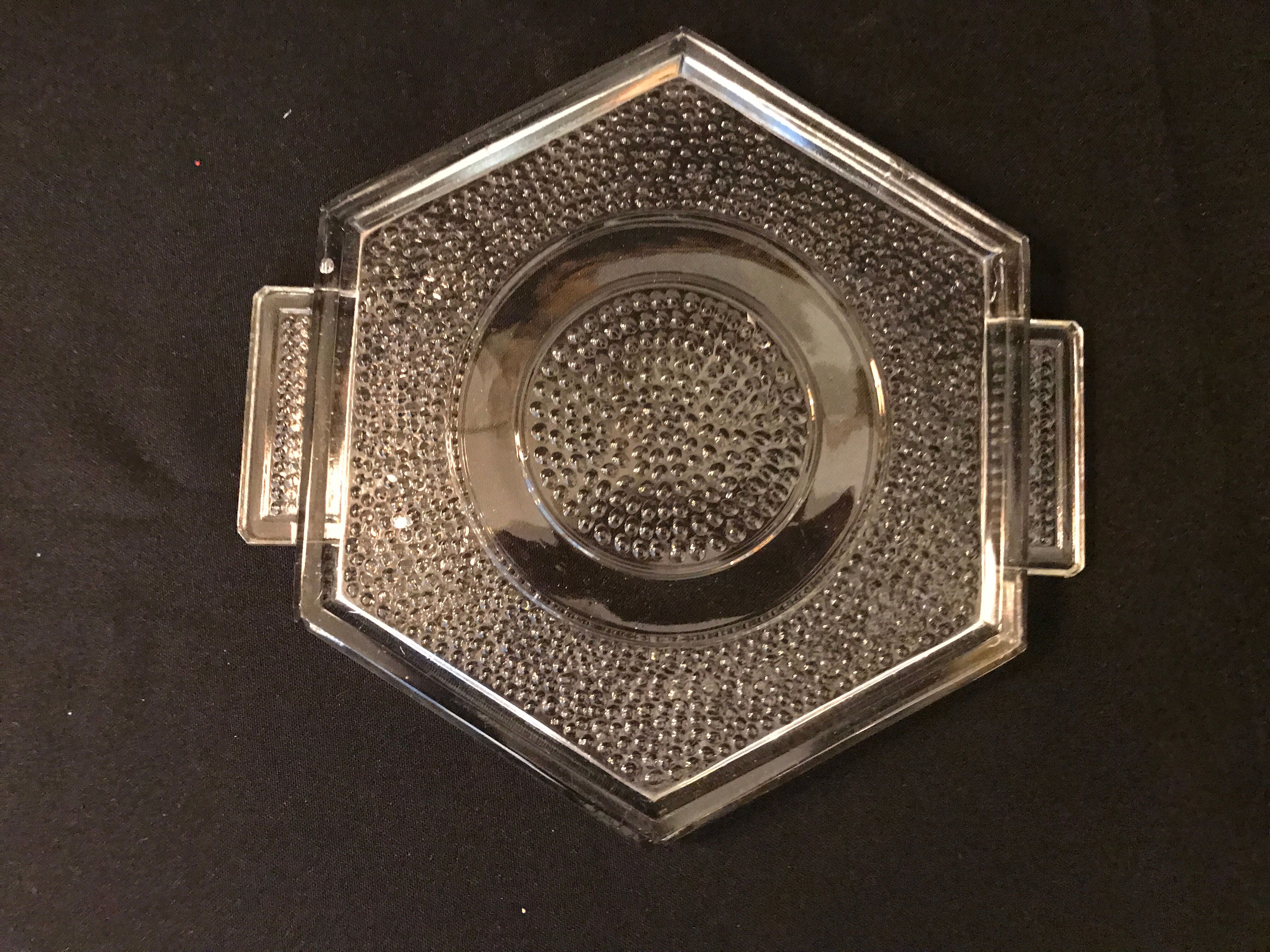 Hexagonal art deco glass top underplate