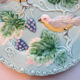 Dabbling Plate Made in Germany: 2 Perched Birds Pecking Grapes