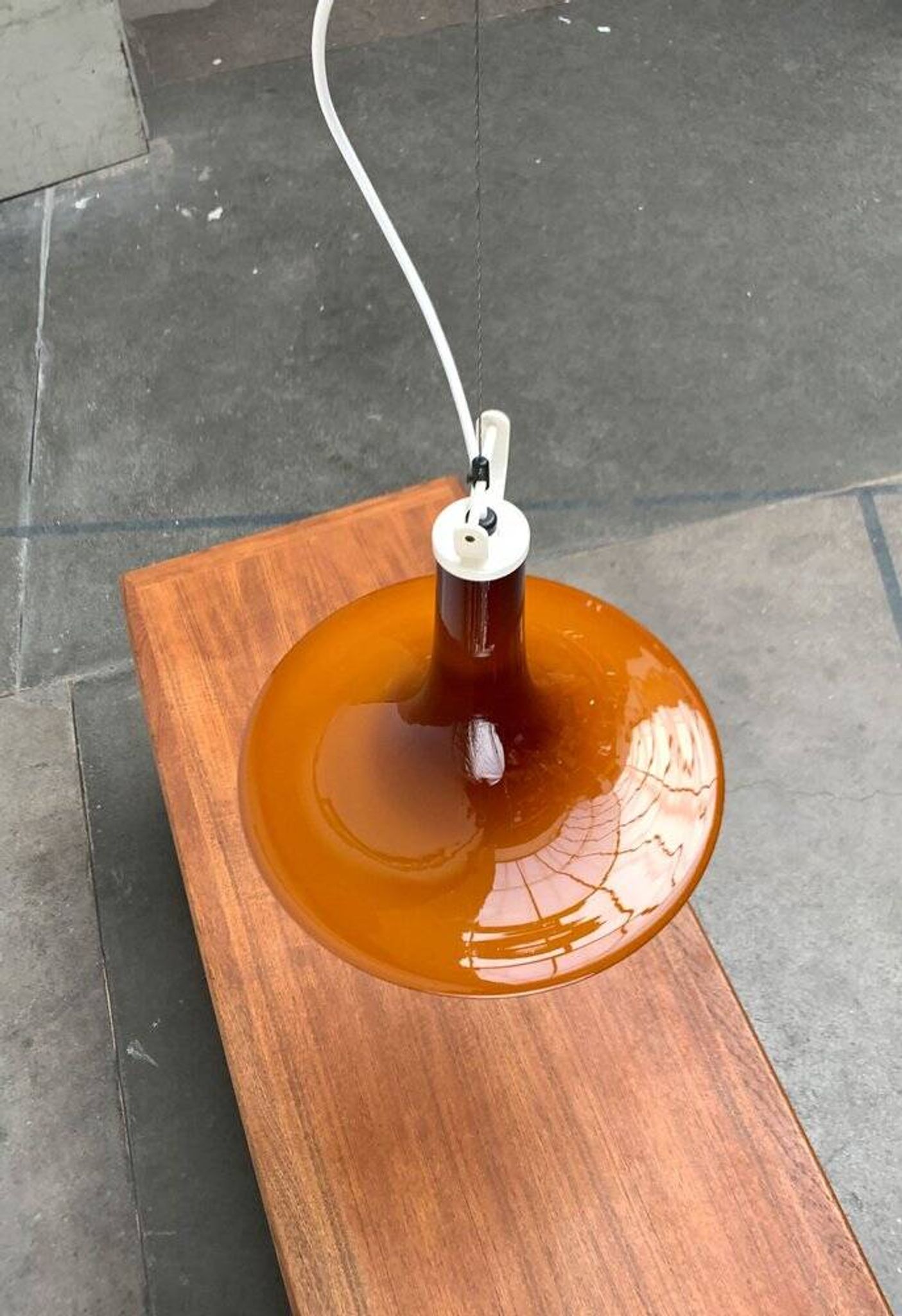 Mid-century glass tulip pendant by Peill & Putzler, 1960s.