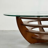 Designer coffee table, foot and circular top from the 60s