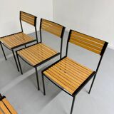 6 old metal and wood chairs, Italian design from the 80s, vintage