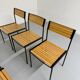 6 anciennes chaises en métal et bois design italien des années 80 vintage