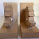 Pair of wooden hedgehog bookends