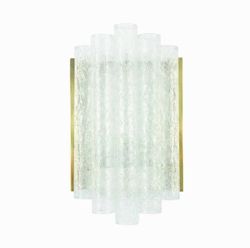 Mid Century Modern Ice Glass Wall Light From Doria, Germany, 1960s