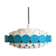 Bright Petrol and White Metal Pendant Lamp by Doria Leuchten, Germany 1960s
