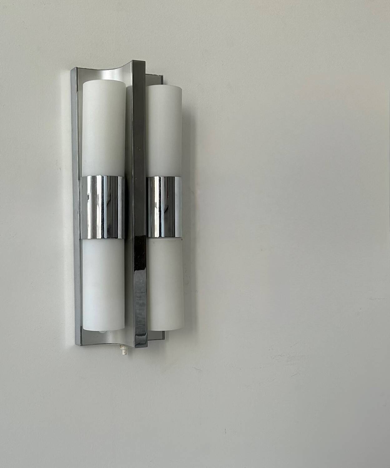 Vintage chrome and opaline metal wall light, Germany 1960