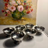 Set of 6 vintage silver-plated metal ice cream cups