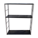 Etagère string moderniste modulable en fer forgé et tôle noir, 1950-1960