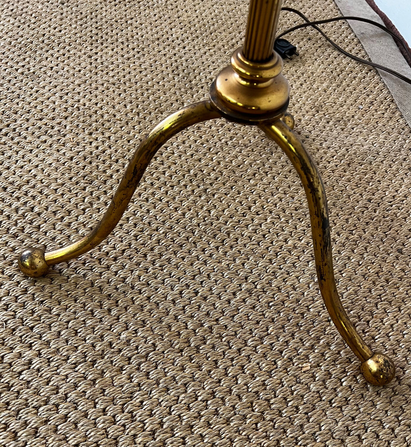Vintage brass tripod floor lamp