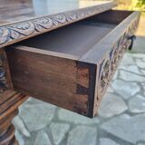 Carved oak desk from Brittany, early 20th century.