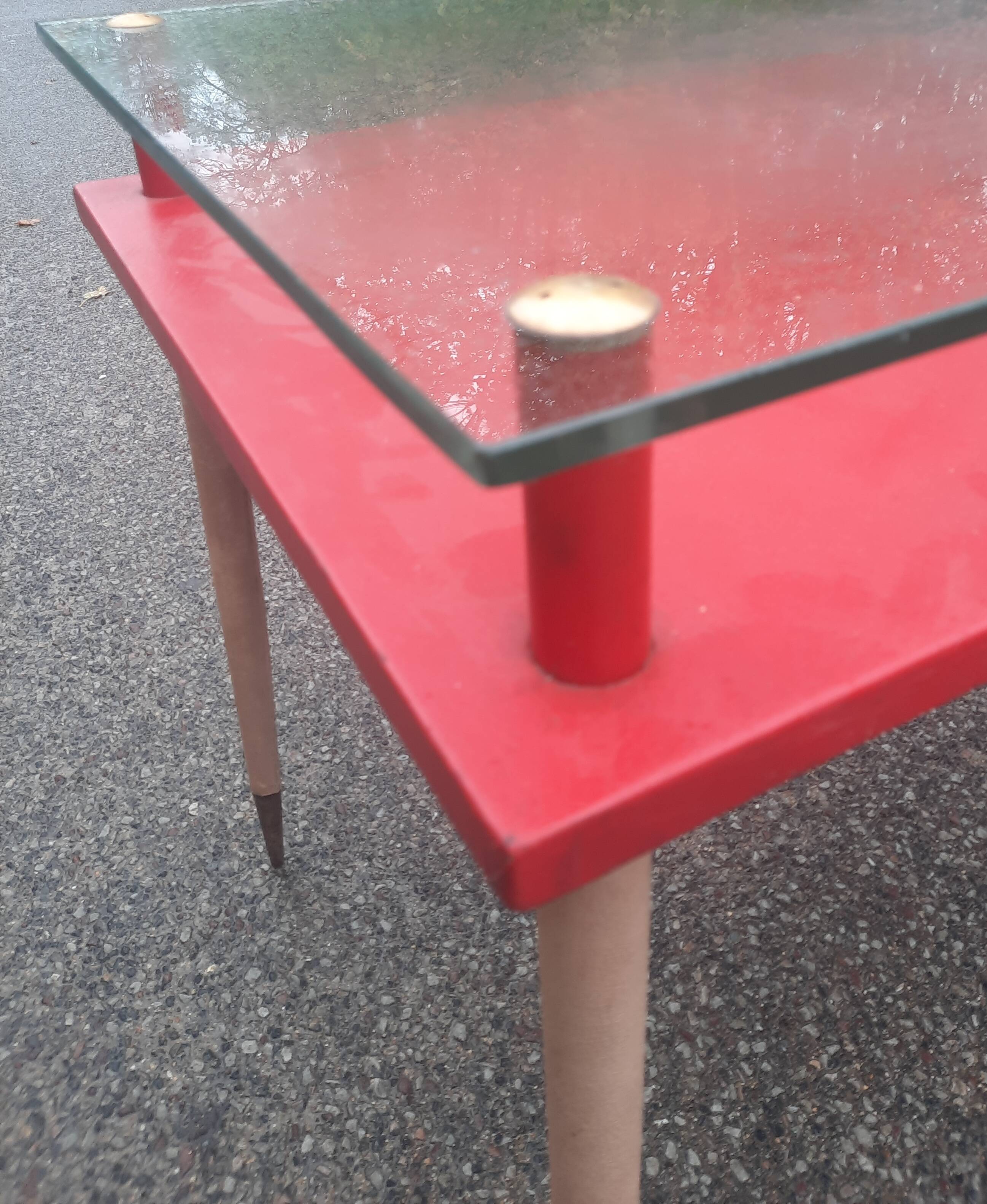 Vintage desk table with tapered legs