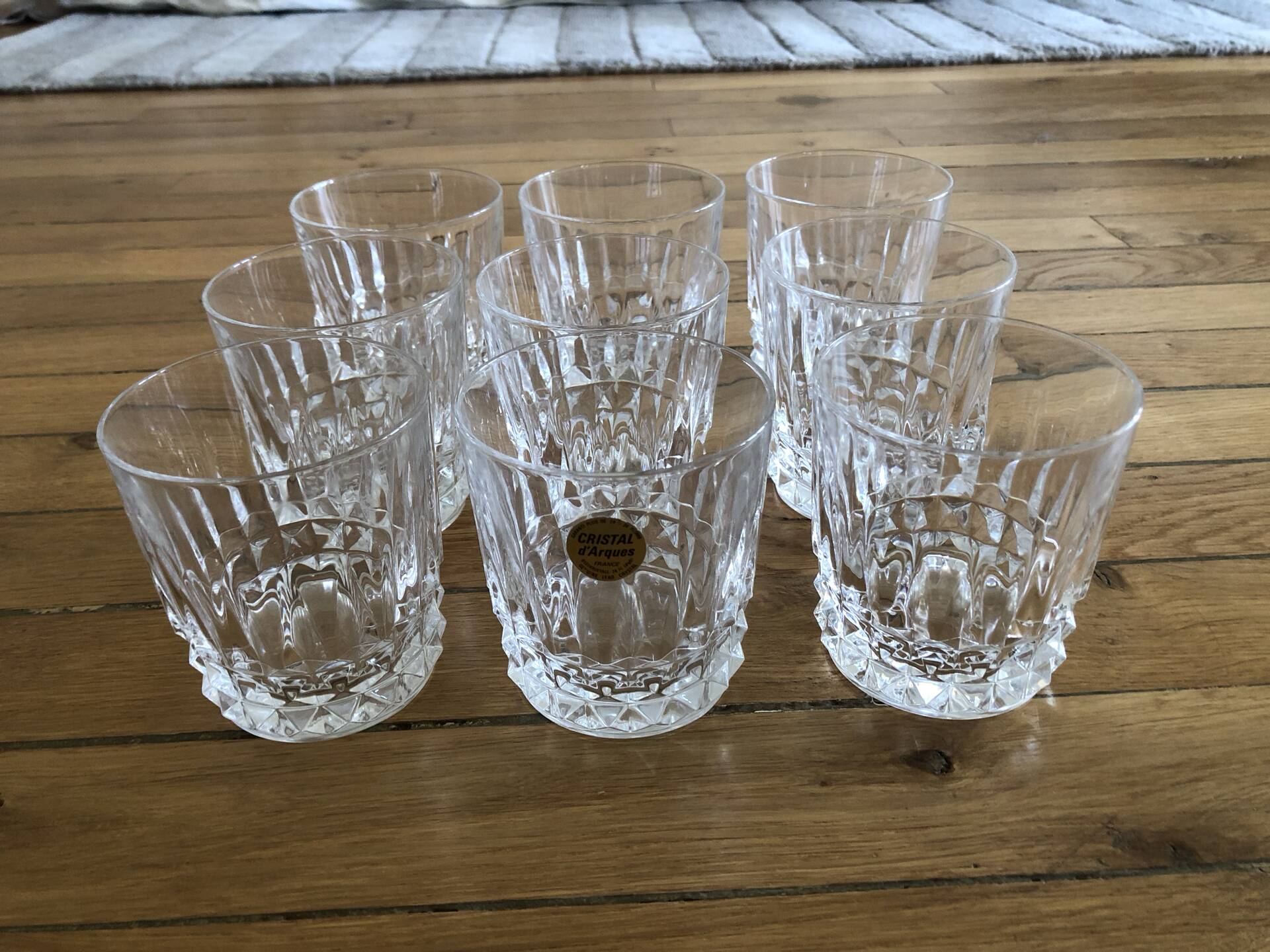 9 crystal water glasses from Cristal d’Arques