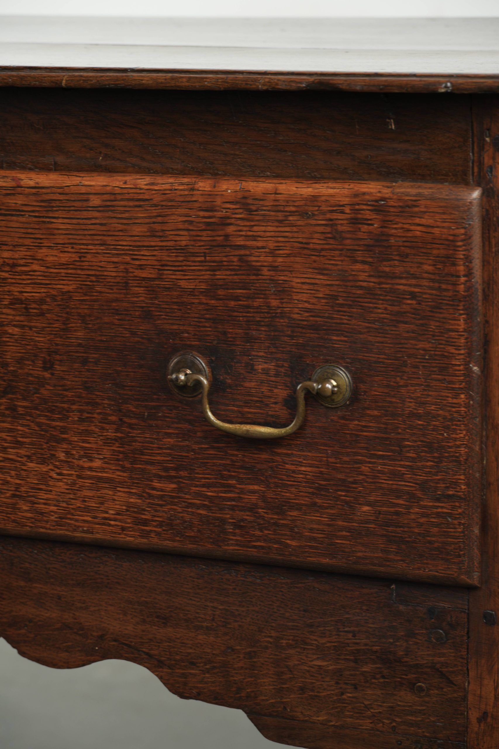 Antique 18th-century English oak dresser/sideboard with brass handles