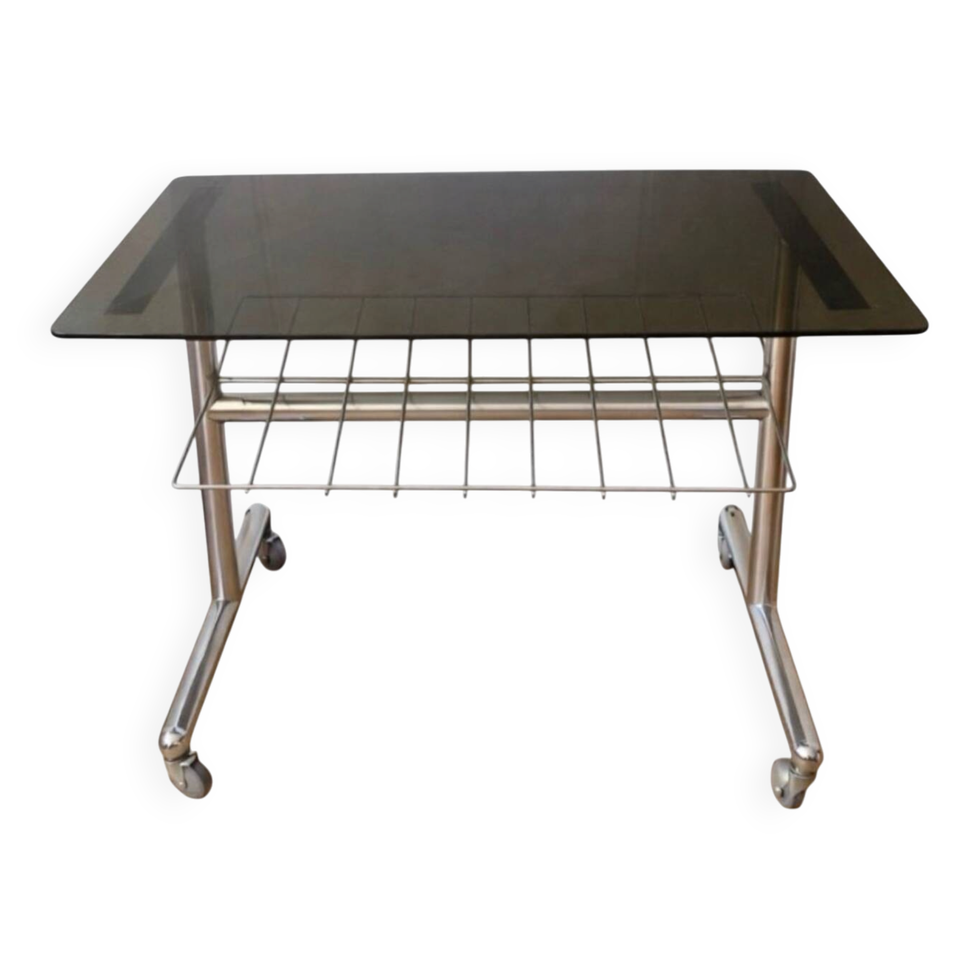 Vintage furniture on wheels in chrome and smoked glass – 70s/80s
