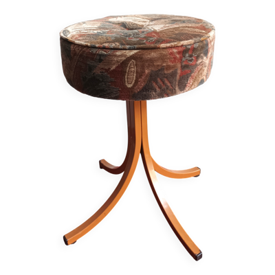 Tabouret pied étoile métal laqué assise velours vintage