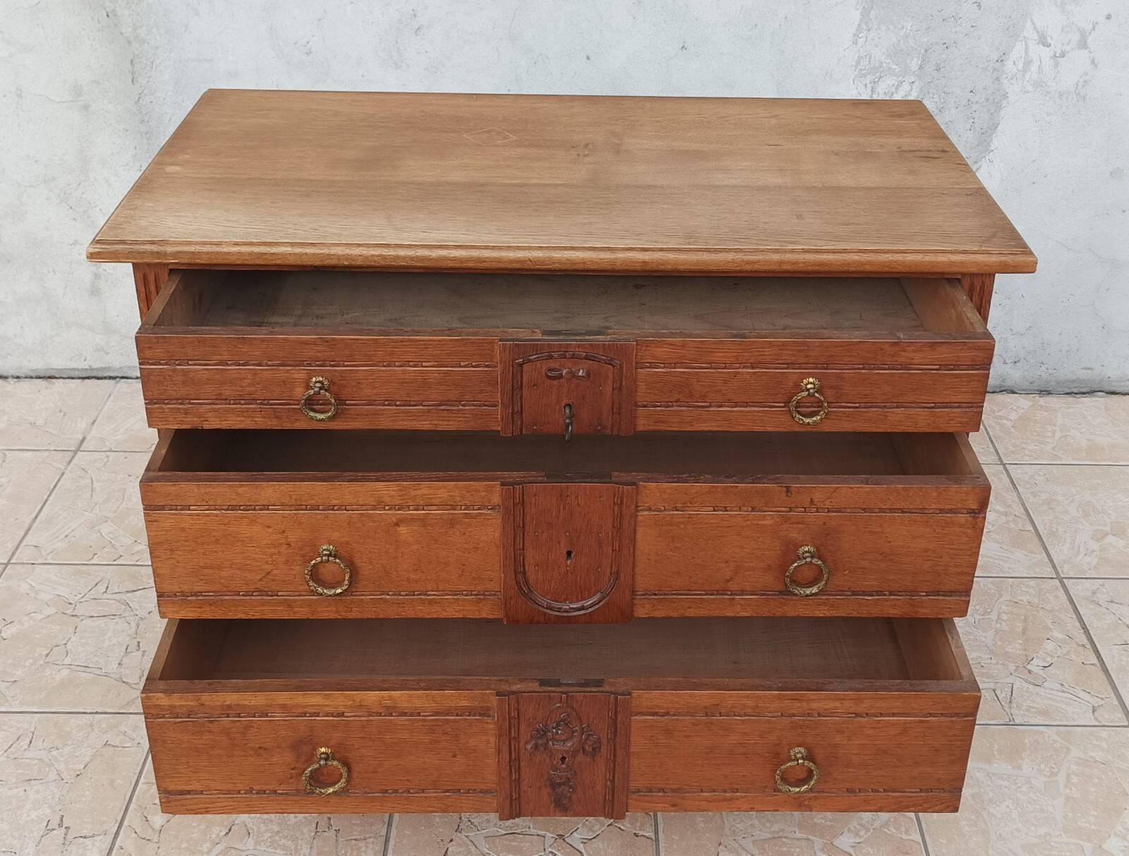 Louis XVI style oak commode