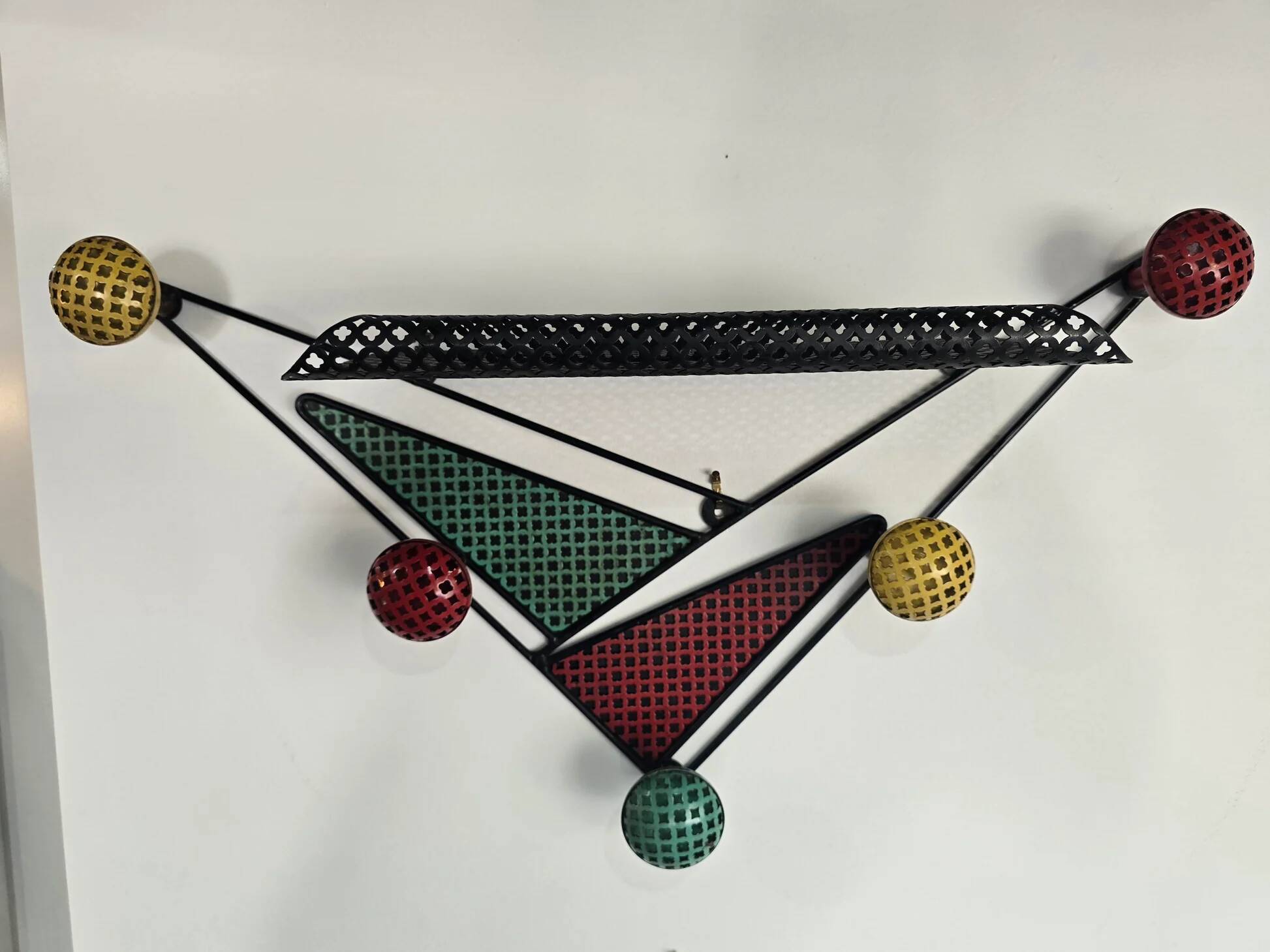 Wall-mounted coat rack attributed to Mathieu Matégot – France, 1950s