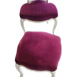 Castle chair and footrest in wood and burgundy velvet