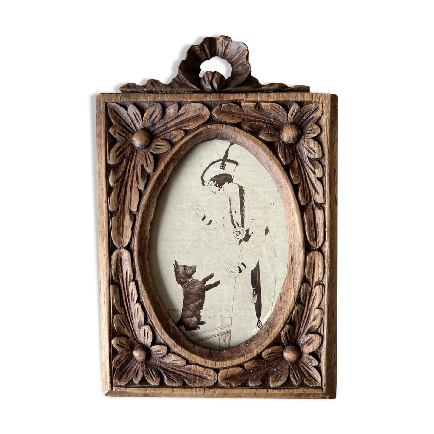 antique carved wooden photo frame