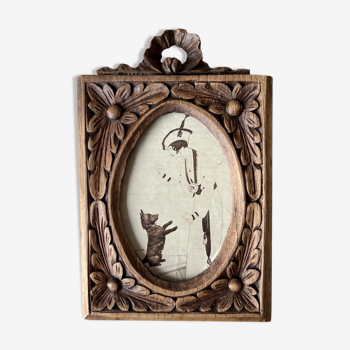 antique carved wooden photo frame