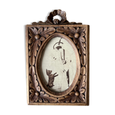 Cadre photo ancien en bois sculpté
