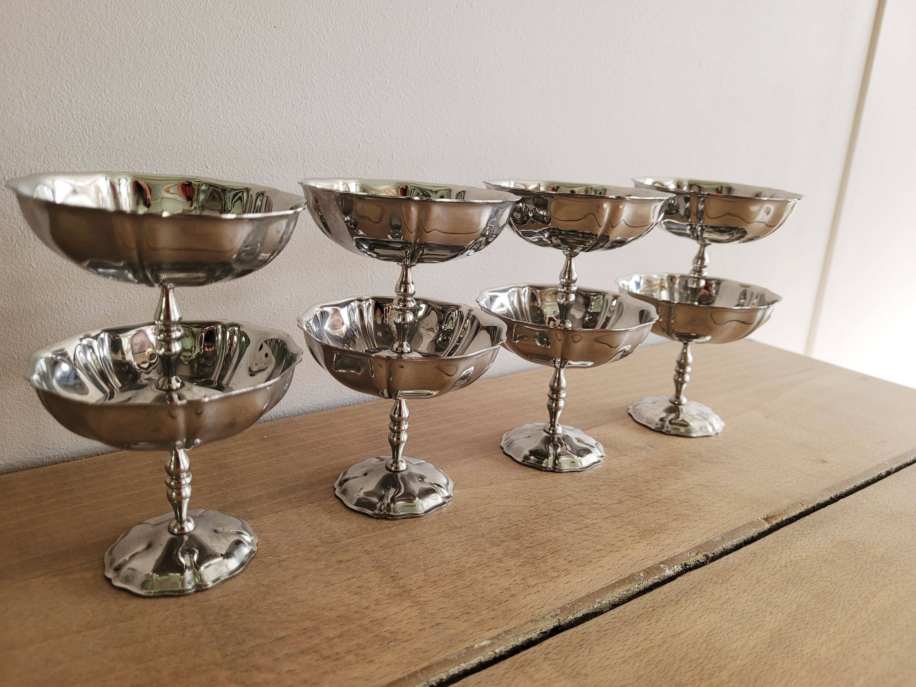 Vintage stainless steel flower bowls