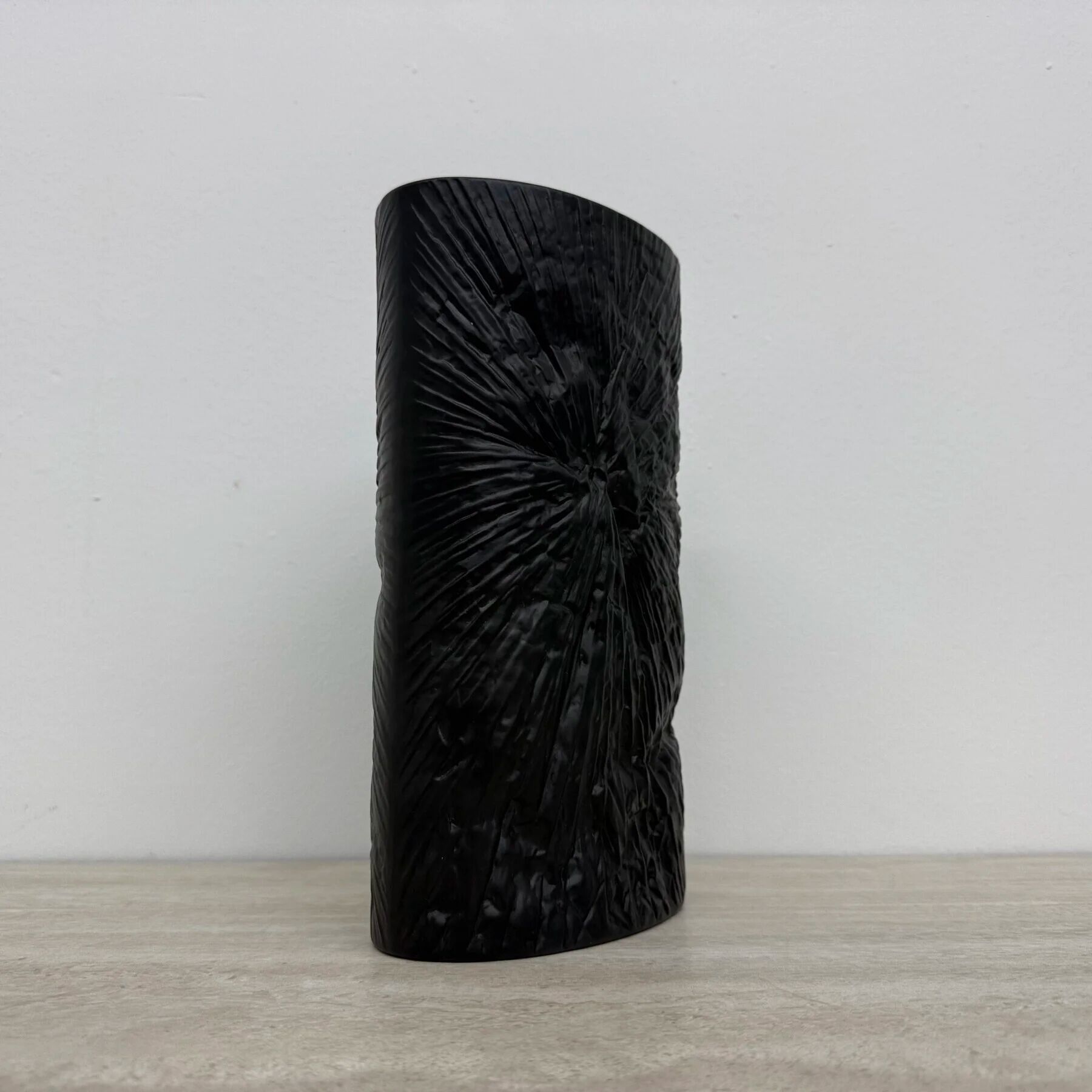 Martin Freyer Rosenthal Studio-Line bisque black porcelain op-art relief vase, 1970s