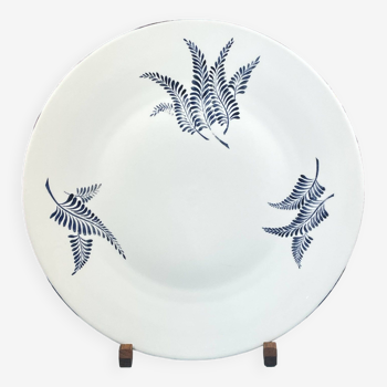 Large round dish decorated with ferns, marot limoges 41 cm