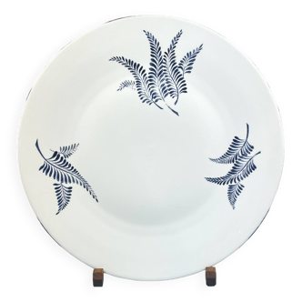 Large round dish decorated with ferns, marot limoges 41 cm