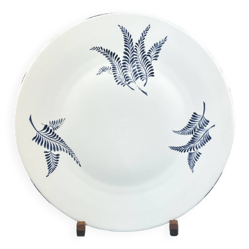 Large round dish decorated with ferns, marot limoges 41 cm