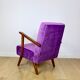 Vintage loft armchair purple velvet - 2 pieces available