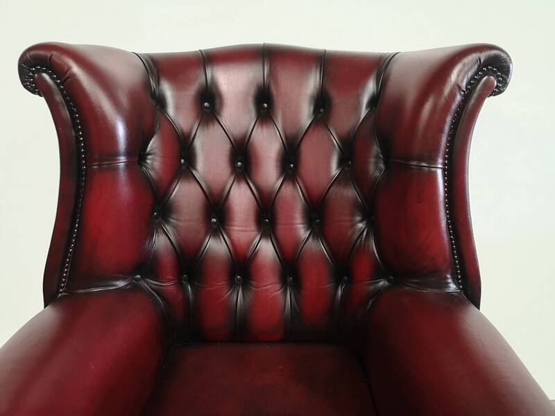 English armchair chesterfield burgundy leather