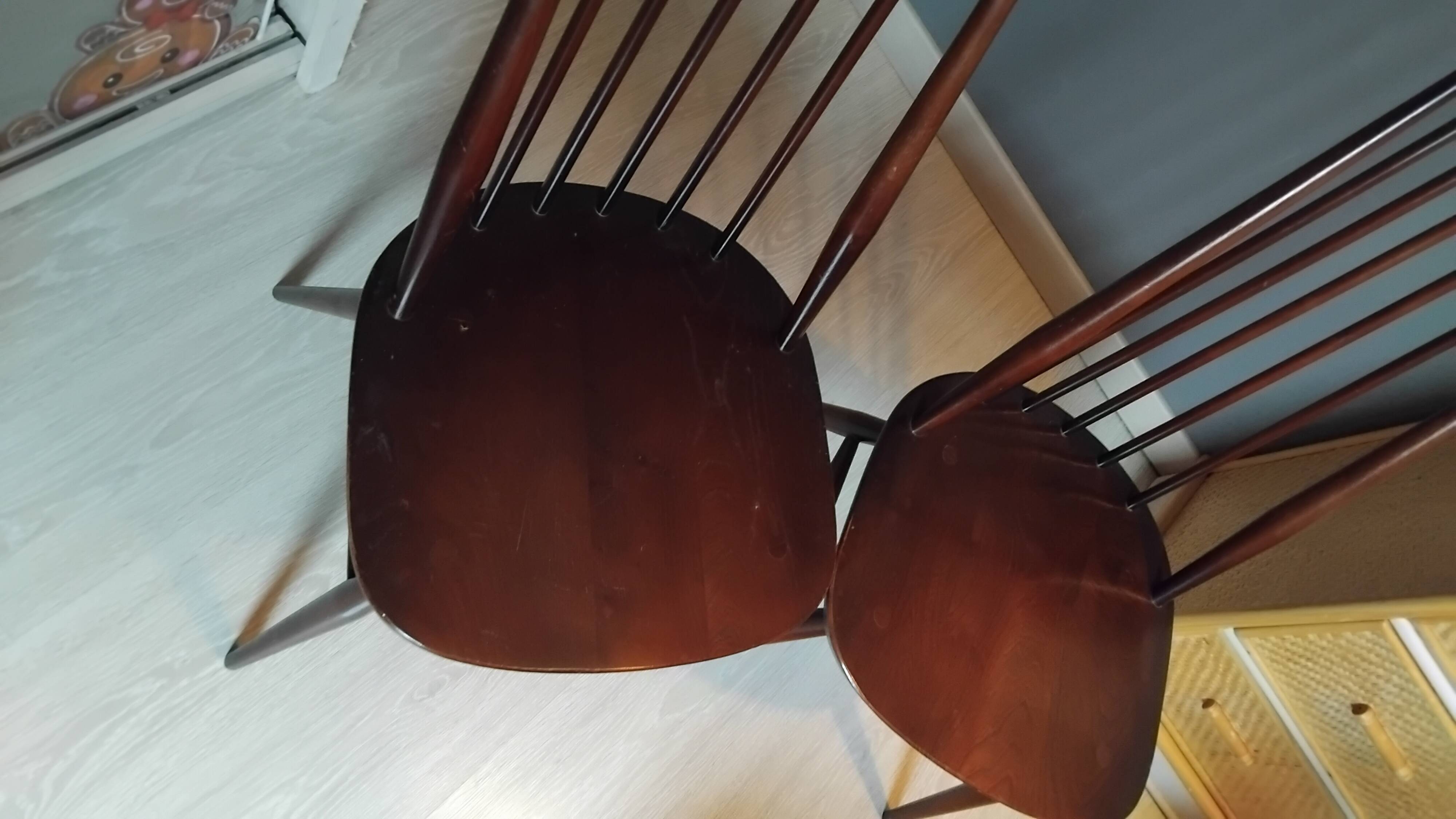 Pair of Ercol Goldsmith Scandinavian chairs from the 1960s.