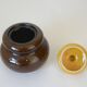 Vintage Handmade Ceramic Jar / Brown & Yellow Retro Kitchen Pottery