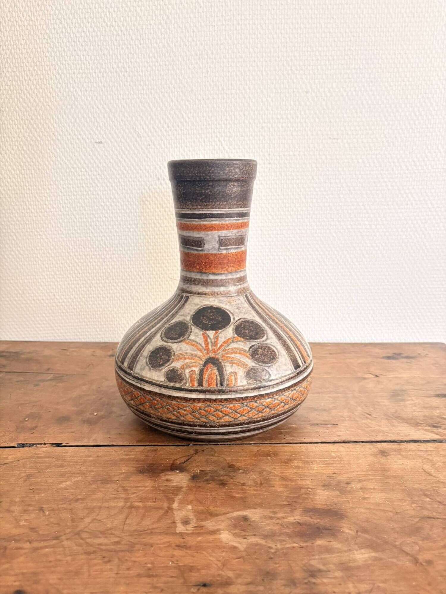 Italian Vase Ars Ceramic Italy 1950 Tuscan Design Fat Lava Etruscan