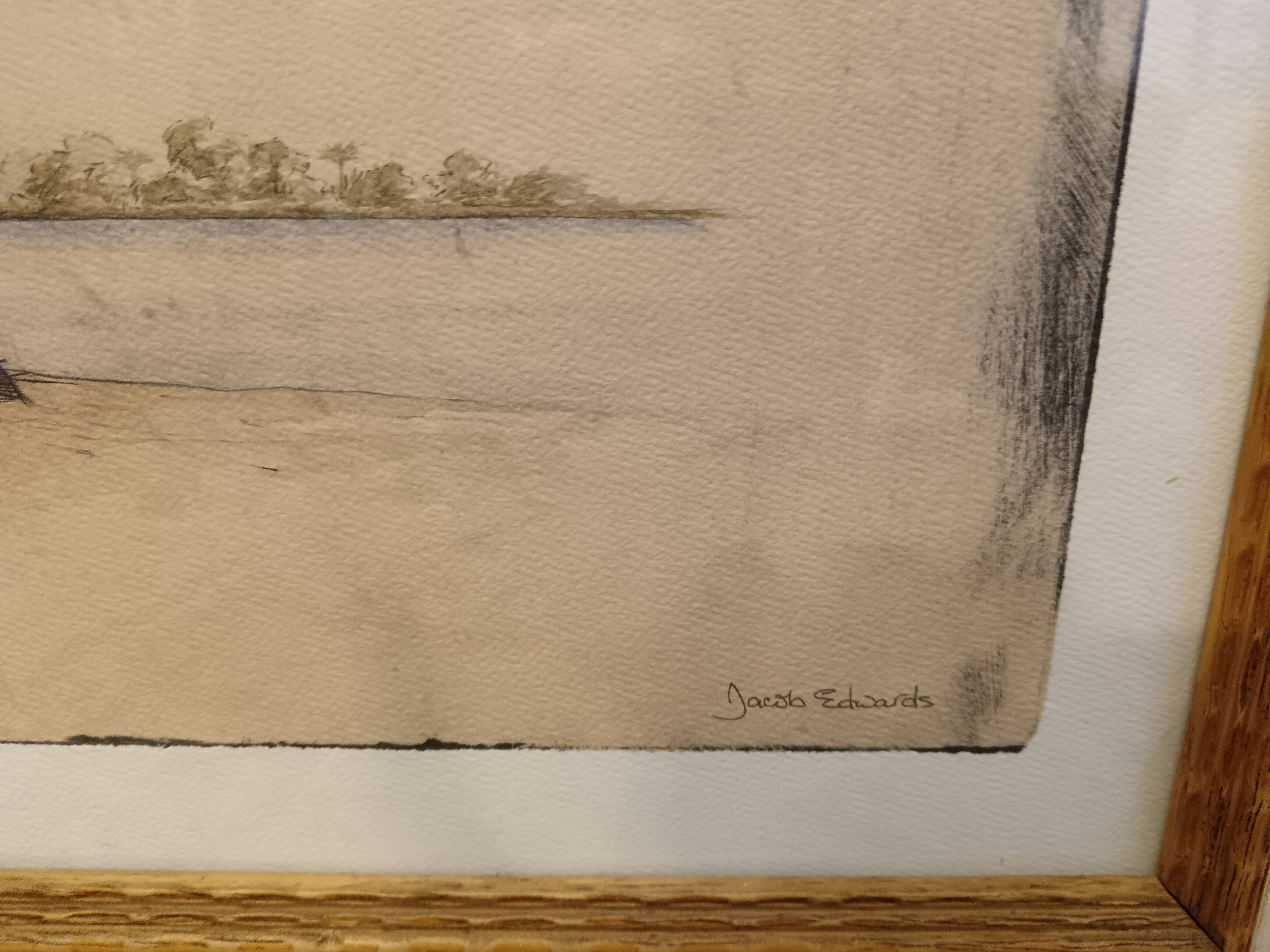 Aquarelle originale Jacob Edwards cadre vitré