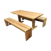 Bench and table set Charlotte Perriand model "les Arcs"