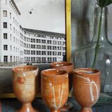 Four potter's mugs turned in vintage light stoneware