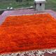 Large Beni Ouarain Rug 260x260 cm – Vibrant Orange Wool, Unique Piece