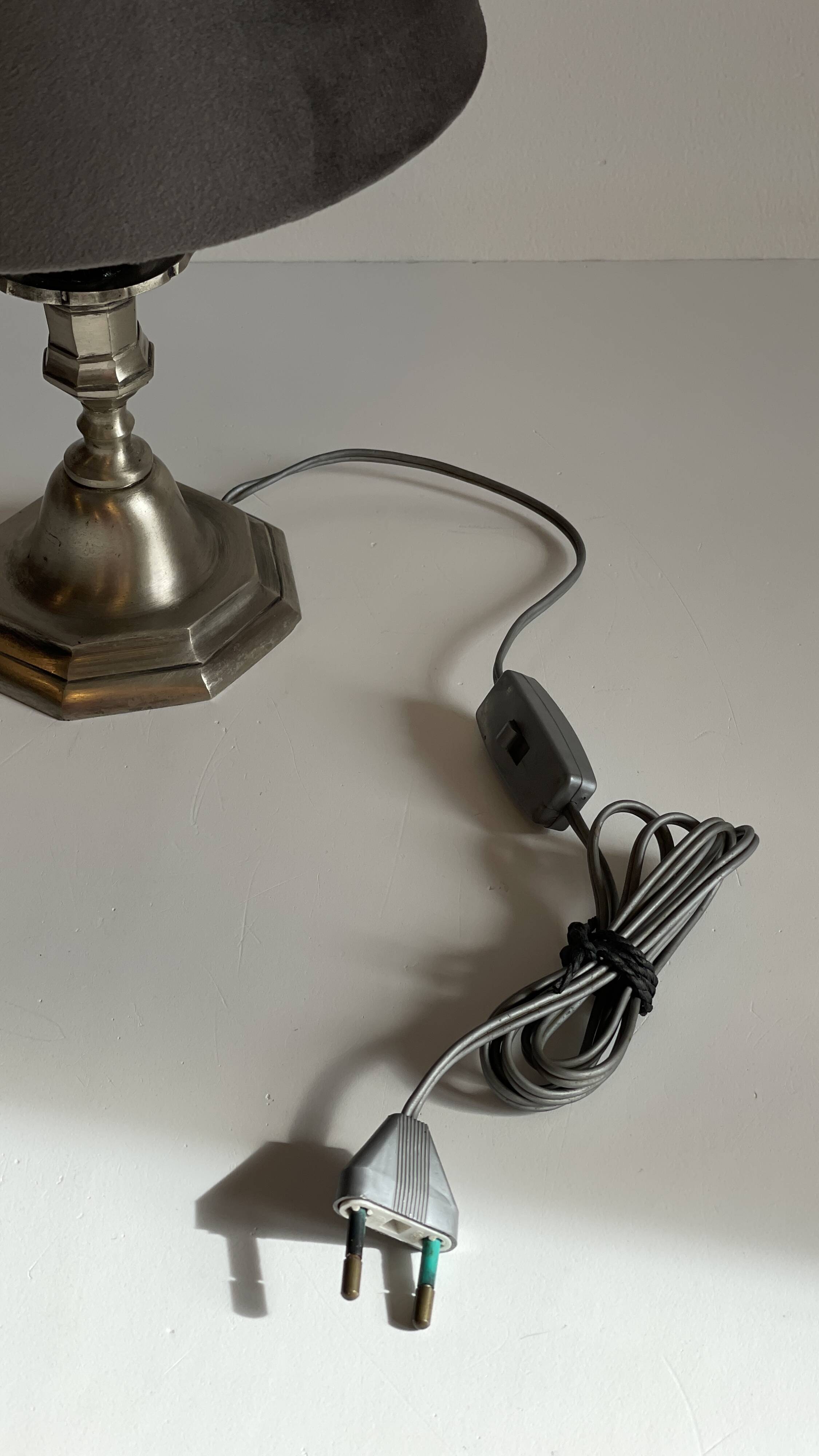 Lamp vintage steel and velvet candle holder
