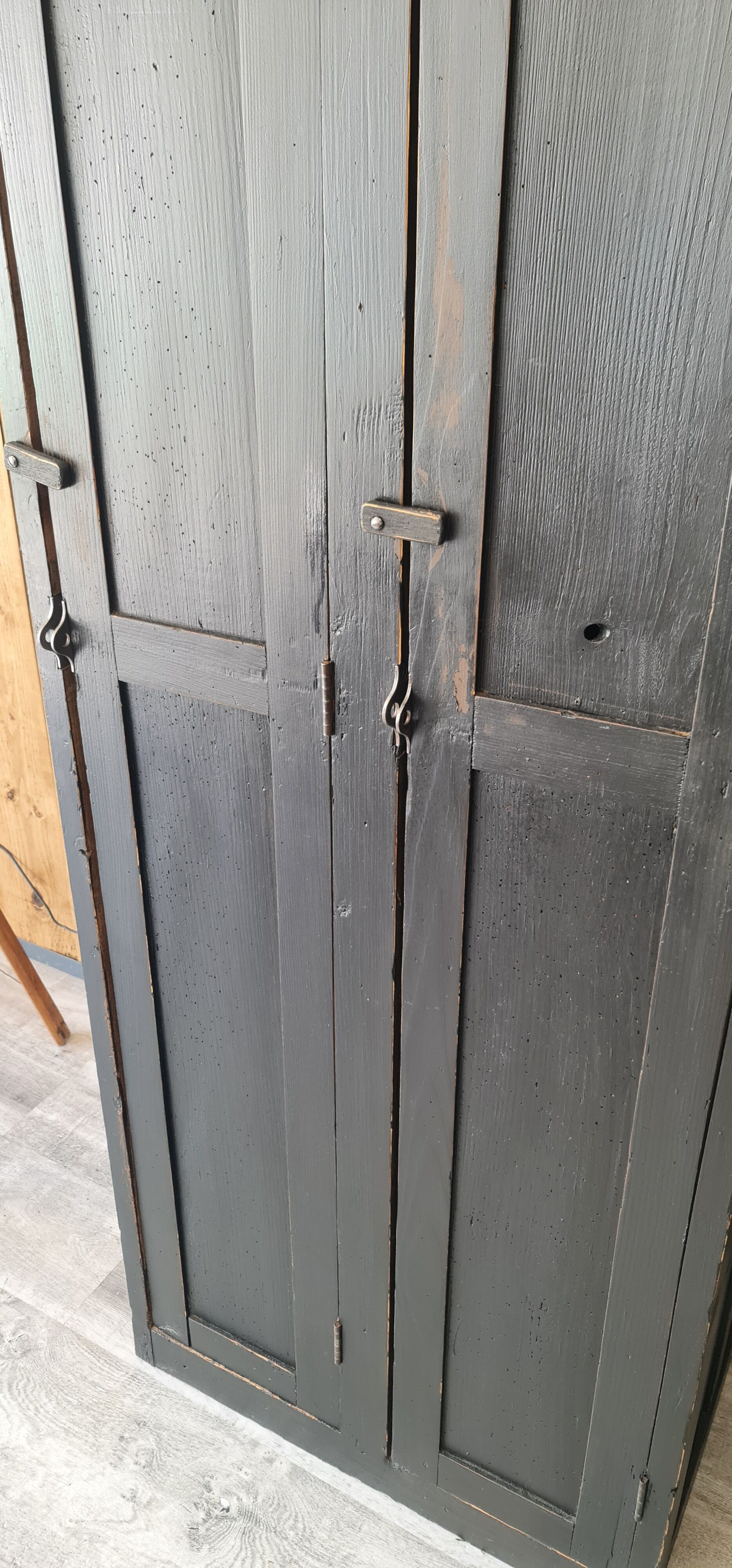 Old wooden factory cloakroom double door industrial furniture