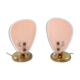Set of 2 mid-century pink glass table lamps, 1950s