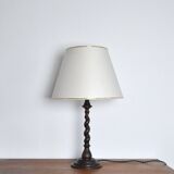 Vintage Oak Wood Barley Twist Table Lamp