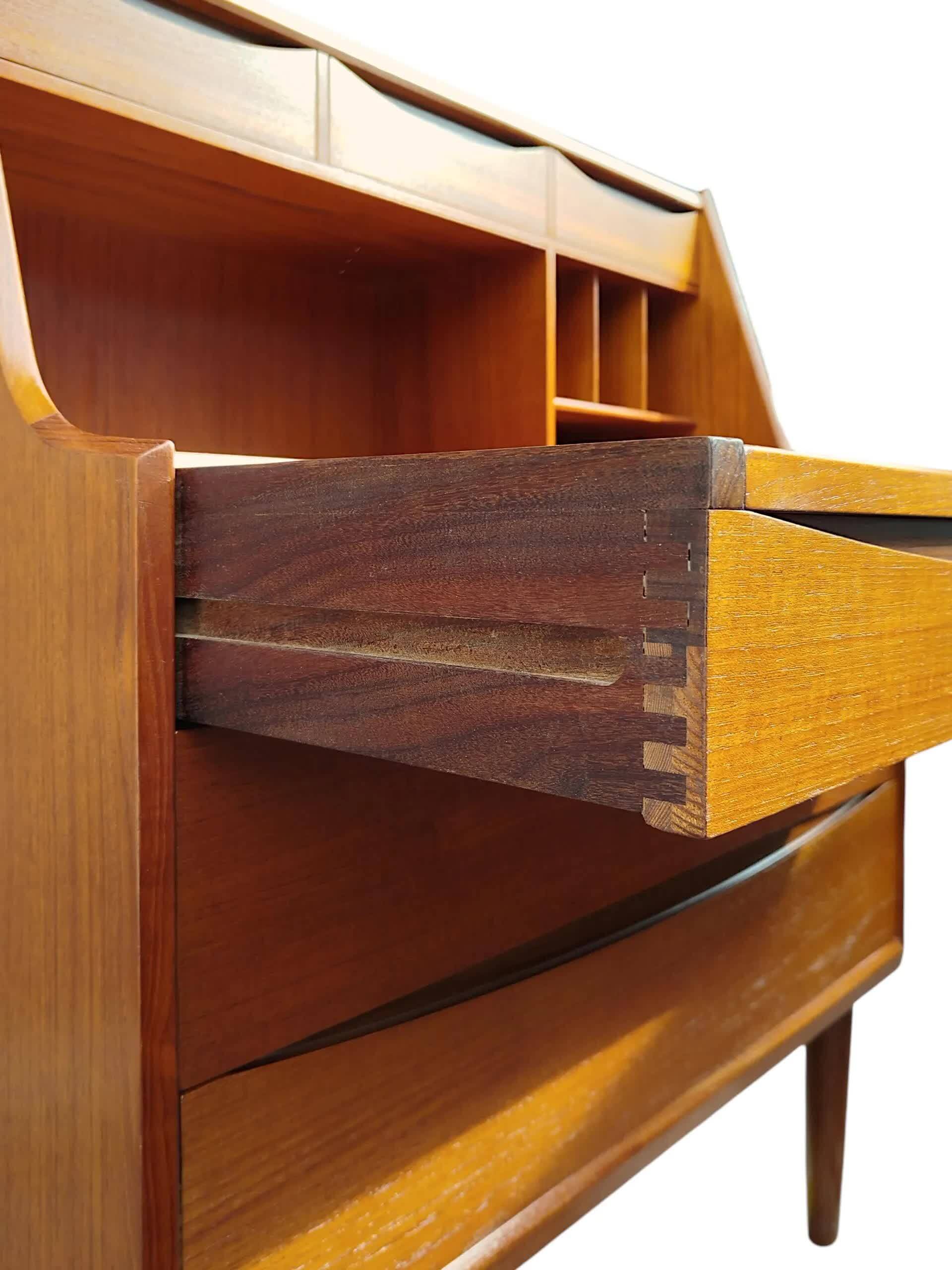Teak secretary by A. Vodder (attributed), mirror, Denmark 1960s