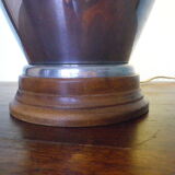 Living room mood lamp, silver metal base, wooden base, pleated lampshade